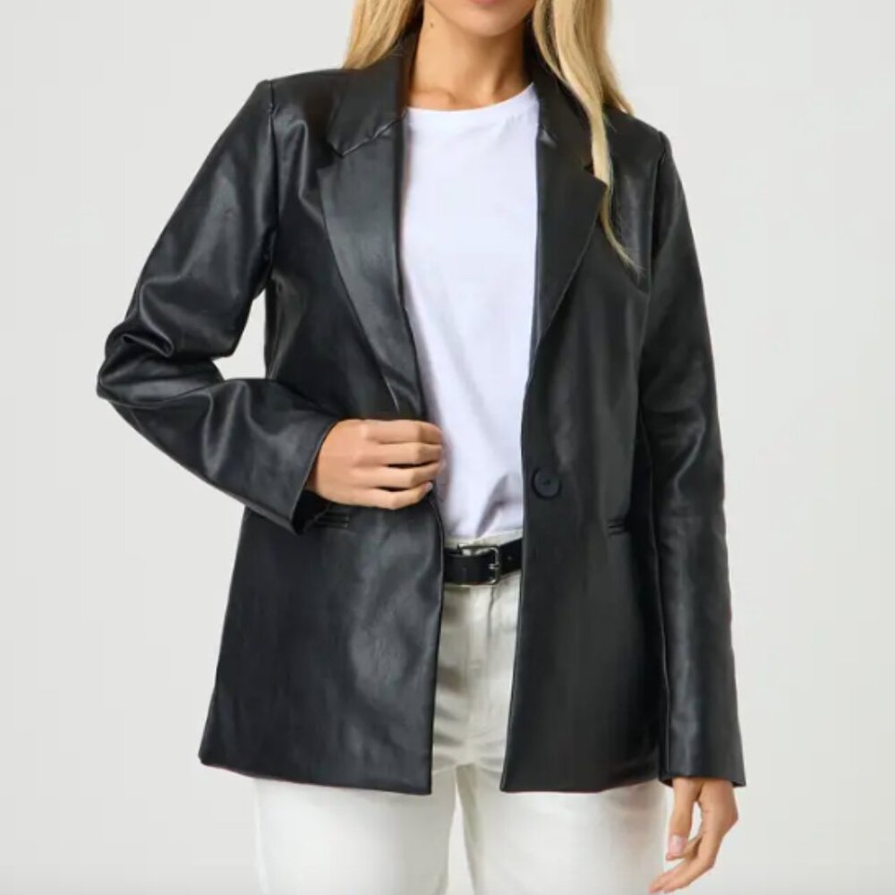 Glassons Black Faux Leather Blazer